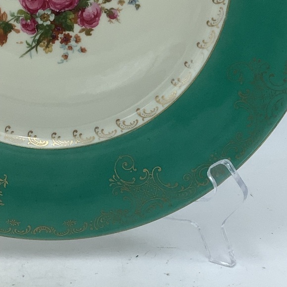 Koenigszelt Germany Green Rimmed 10 1/2” Plate with Gold Gilt - Picture 11 of 13